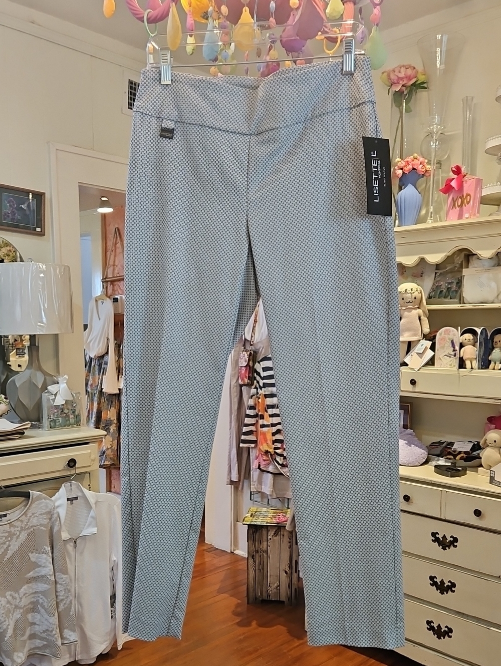 LISETTE Light Blue Micro-Pattern Stretch Trousers